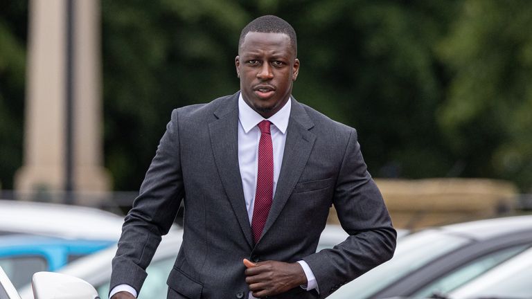 Benjamin Mendy arrives at Chester Crown Court where he is accused of eight counts of rape, one count of sexual assault and one count of attempted rape, relating to seven young women