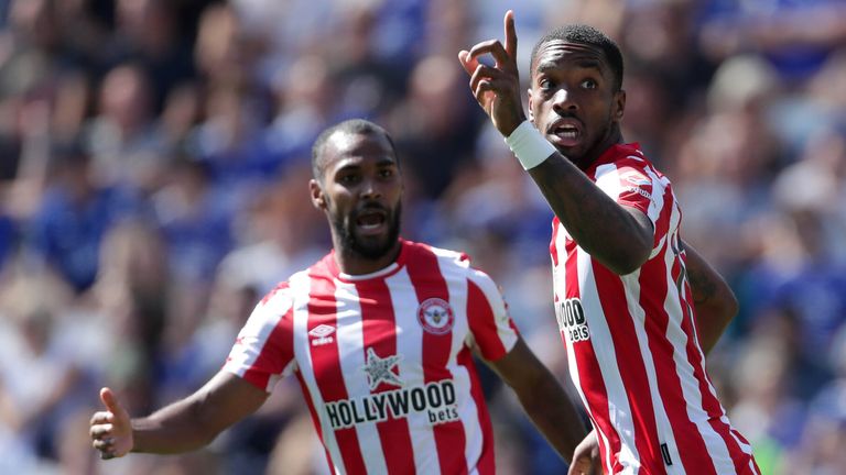 Brentford's Ivan Toney celebrates scoring against Leicester