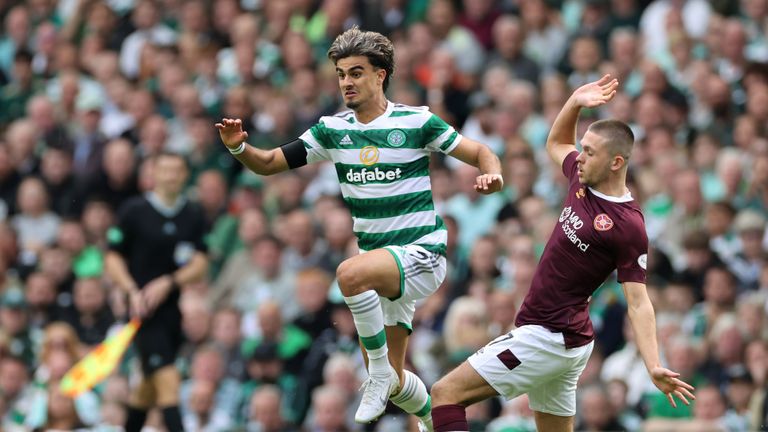 Celtic's Jota evades a challenge during the cinch Premiership match at Celtic Park, Glasgow. Picture date: Sunday August 21, 2022.