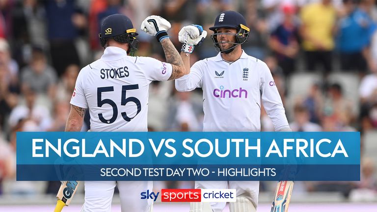 Highlights from day two of the second Test between England and South Africa at Emirates Old Trafford.