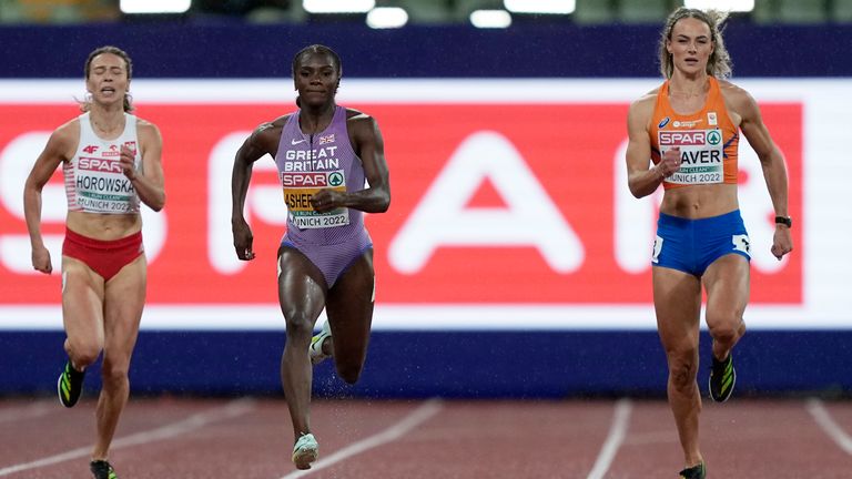 Asher-Smith returned to the track for the 200m semi-final and ran strongly to progress into the final