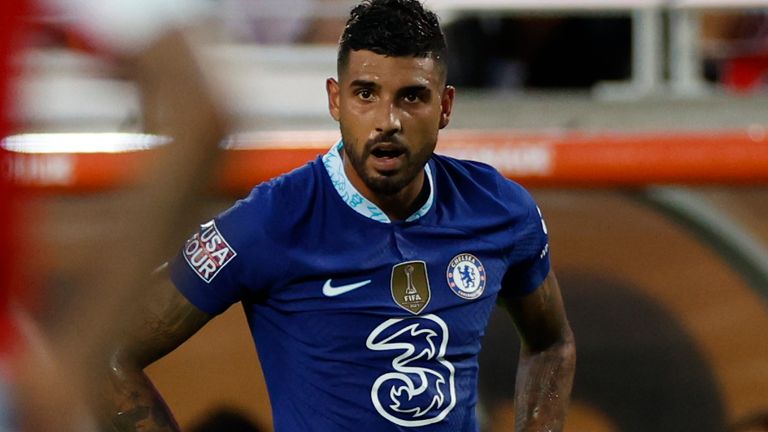 ORLANDO, FL - JULY 23: Chelsea defender Emerson (33) looks on during the game between Chelsea and Arsenal on July 23, 2022 at Camping World Stadium in Orlando, Fl. (Photo by David Rosenblum/Icon Sportswire) (Icon Sportswire via AP Images)