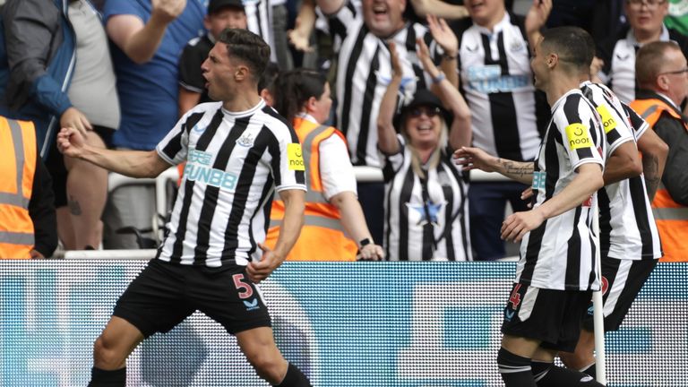 Newcastle United's Fabian Schar celebrates scoring their side's first goal of the game