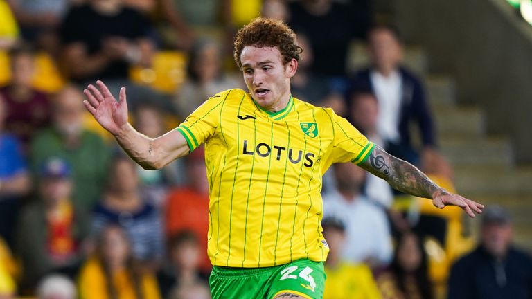 Norwich City's Josh Sargent (left) and Millwall's George Saville battle for the ball during the Sky Bet Championship match at Carrow Road, Norwich.