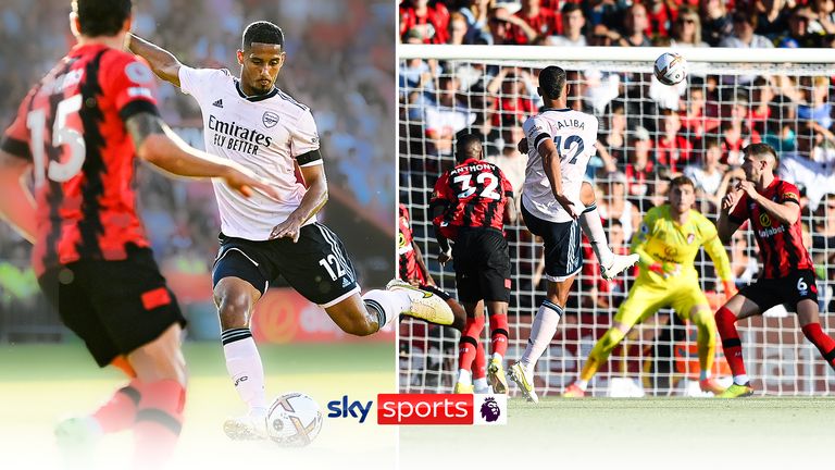 Watch every angle of William Saliba’s stunning goal against Bournemouth and his first for Arsenal.