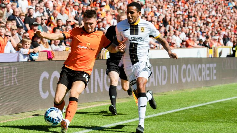 Dundee United's Glenn Middleton and Livingston's Christian Montano 