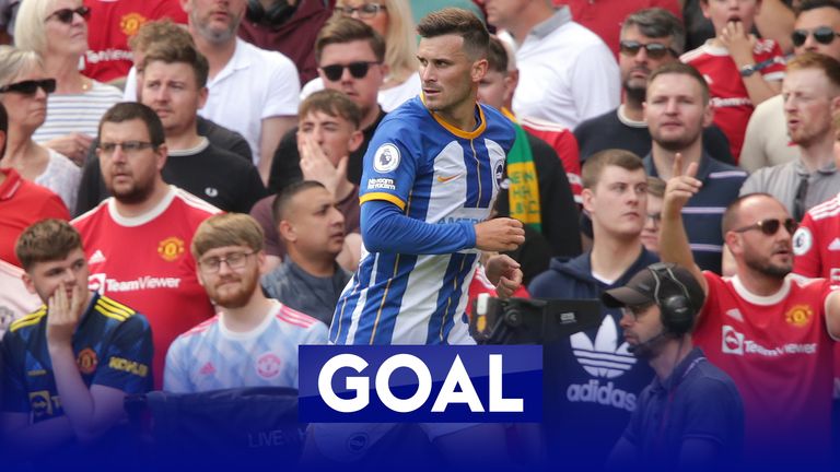 Brighton's Pascal Gross scores his first against Man Utd