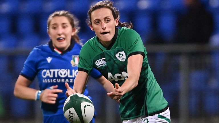 24 October 2020; Hannah Tyrrell of Ireland during the Women's Six Nations Rugby Championship match between Ireland and Italy at Energia Park in Dublin. Due to current restrictions laid down by the Irish government to prevent the spread of coronavirus and to adhere to social distancing regulations, all sports events in Ireland are currently held behind closed doors. Photo by Ramsey Cardy/Sportsfile