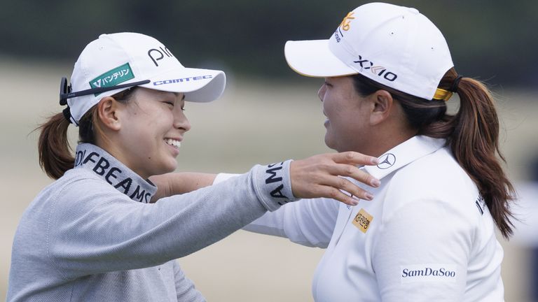 Hinako Shibuno played alongside former major winner Inbee Park (right), who posted a two-under 69
