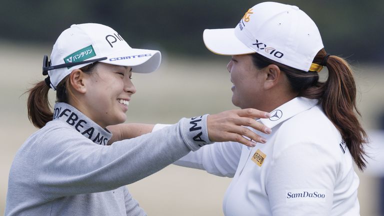 Hinako Shibuno played alongside former big winner Inbee Park (right), who posted two under 69