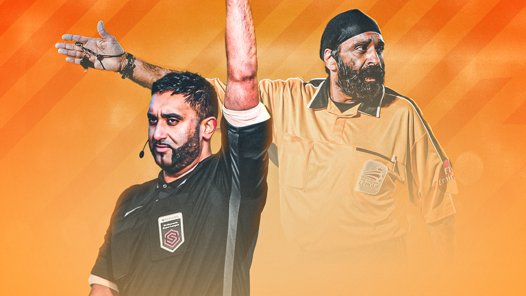 Referee Sunny Singh Gill (left) and father Jarnail Singh