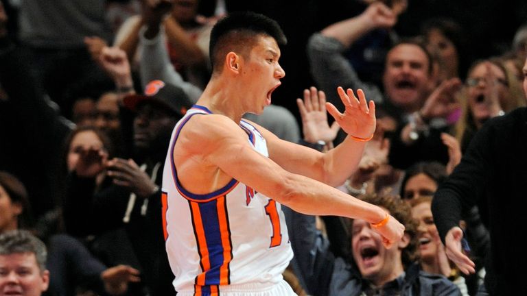 Jeremy Lin celebrates in Madison Square Garden during his breakout game for the New York Knicks