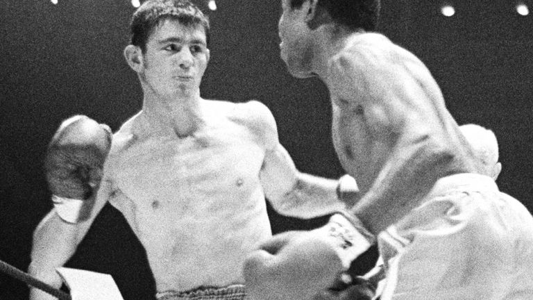 Johnny Famechon fights Jose Legra for the World Featherweight Title fight in 1969