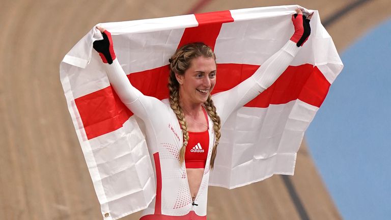 Dame Laura Kenny won gold in the women's scratch race at the Lee Valley VeloPark