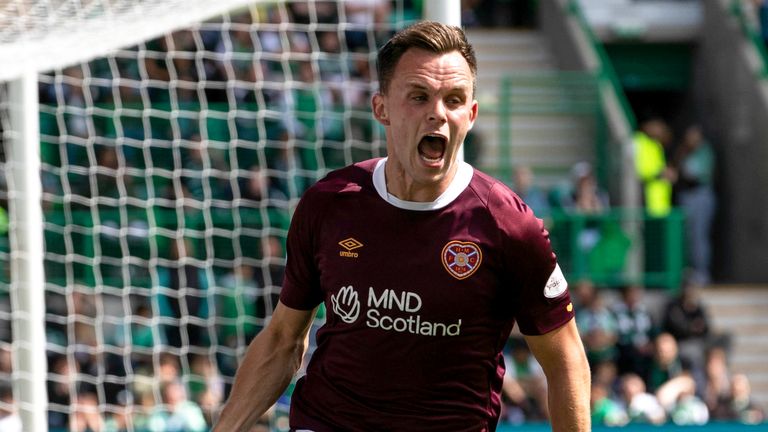 Lawrence Shankland celebrates after scoring