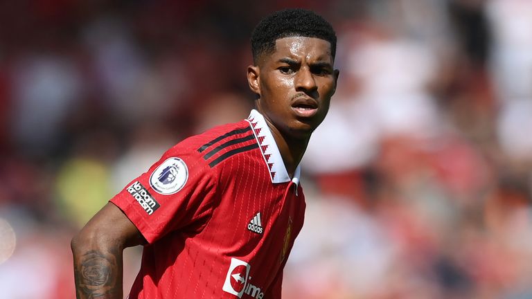 Marcus Rashford during Manchester United's Premier League game against Brighton