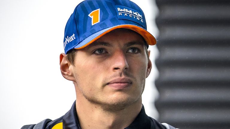 Max Verstappen arrives at Friday practice at the Belgian GP 