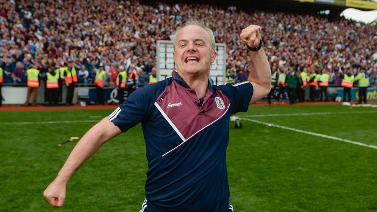 3 September 2017; Galway manager Miche..l Donoghue celebrates following his teams victory after the GAA Hurling All-Ireland Senior Championship Final match between Galway and Waterford at Croke Park in Dublin. Photo by Seb Daly/Sportsfile