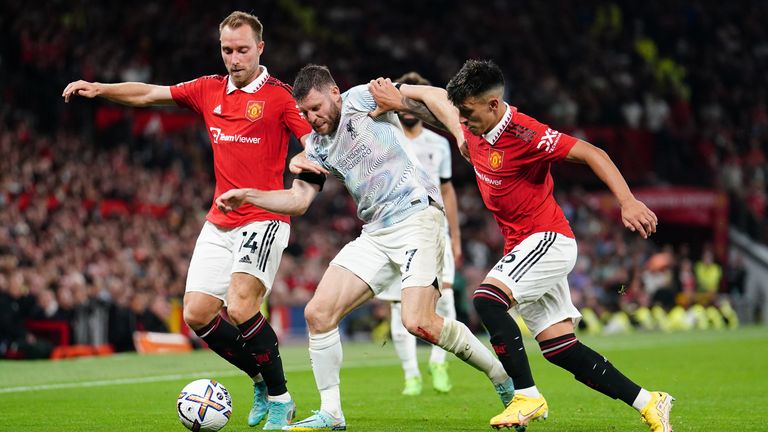 Milner struggled against Manchester United's midfield three