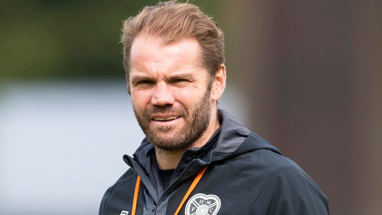 EDINBURGH, SCOTLAND - AUGUST 24: Manager Robbie Neilson during a Heart of Midlothian training session  at the Oriam, on August 24, 2022, in Edinburgh, Scotland. (Photo by Mark Scates / SNS Group)