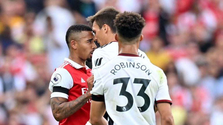 Gabriel Jesus squares up to Joao Palhinha