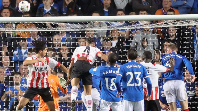 PSV Eindhoven's Armando Obispo scores against Rangers