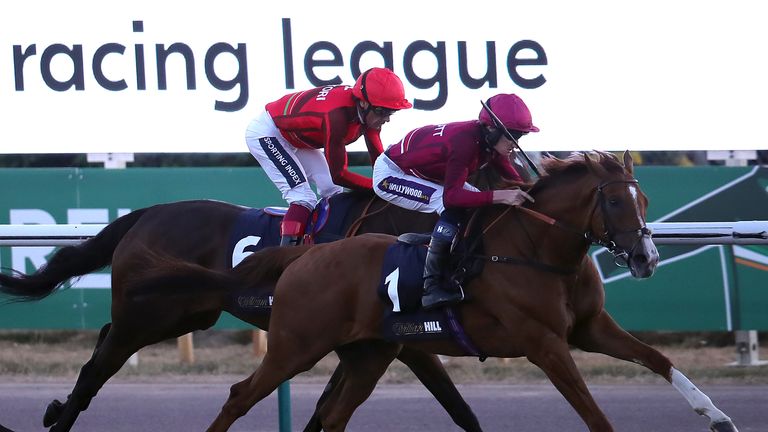 Danny Muscutt and Diamond Bay get the better of Frankie Dettori on Country Pyle at Lingfield