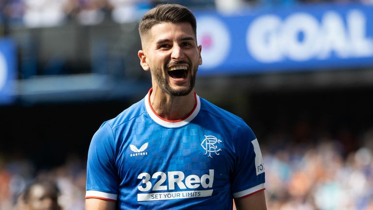 Antonio Colak celebrates after putting Rangers 2-0 ahead