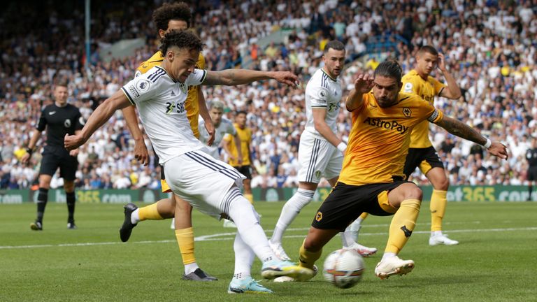 Leeds United's Rodrigo Moreno scores the equaliser