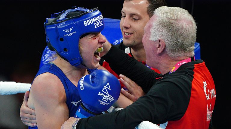 Rosie Eccles celebrates her gold medal victory