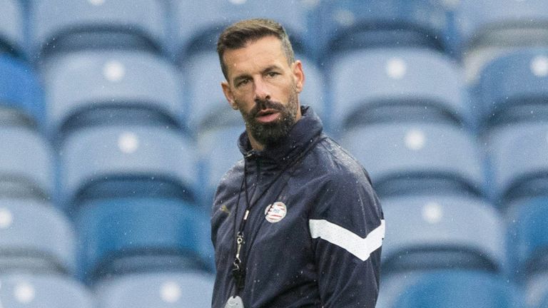 PSV Eindhoven trained at Ibrox on the eve of their Champions League play-off 