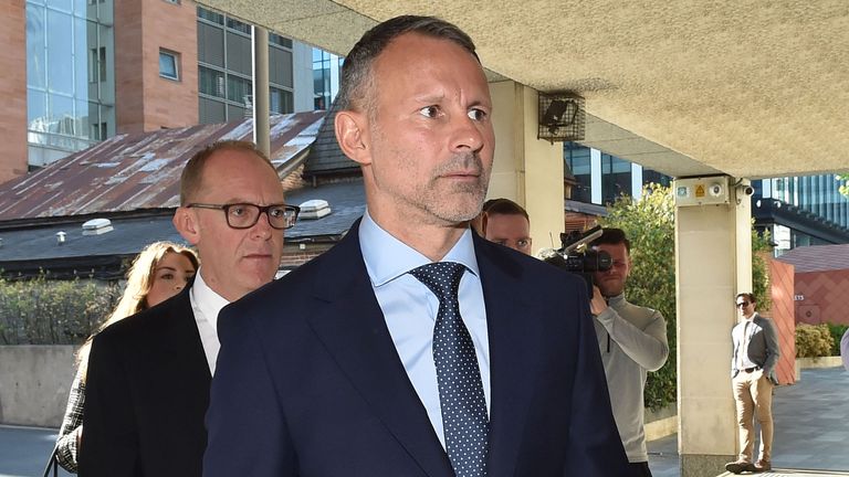 Ryan Giggs arrives at Manchester Crown Court