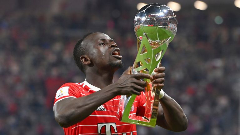 Sadio Mane in action for Bayern Munich during the German Super Cup against RB Leipzig