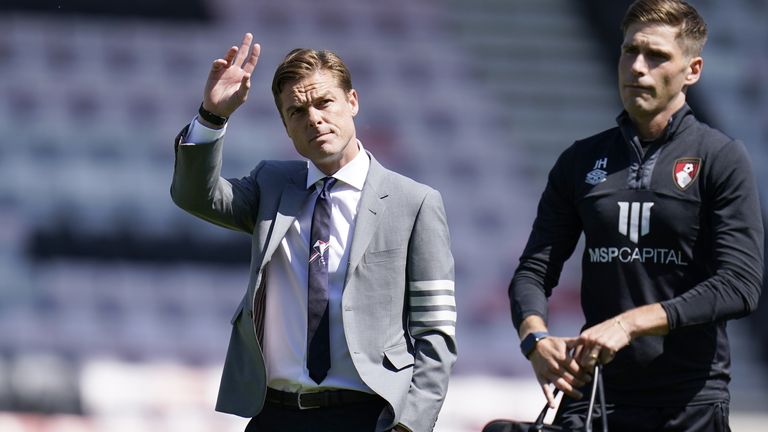 Bournemouth manager Scott Parker (left) gestures towards fans at Vitality Stadium