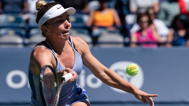 Simona Halep in action at the Canadian Open