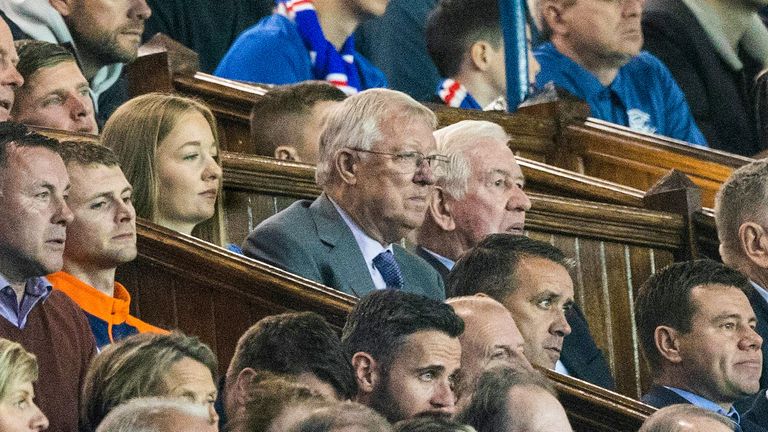 Sir Alex Ferguson watches on at Ibrox