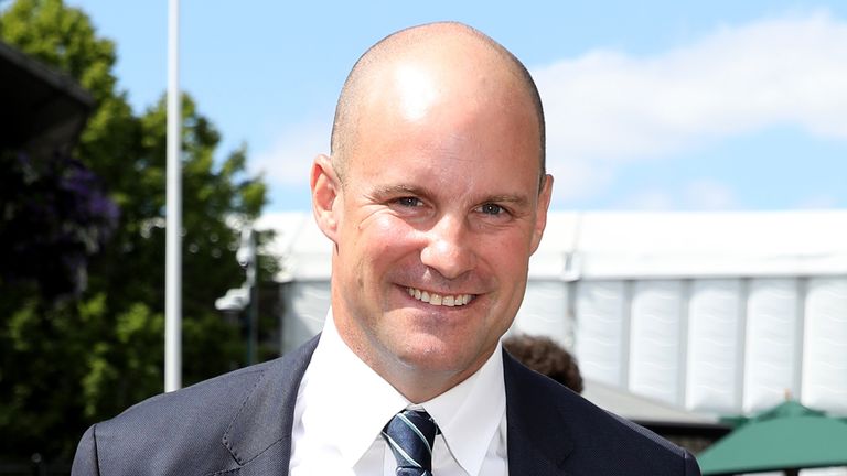 Andrew Strauss arrives on day six of the Wimbledon Championships at the All England Lawn Tennis and Croquet Club, Wimbledon. PRESS ASSOCIATION Photo. Picture date: Saturday July 6, 2019. See PA story TENNIS Wimbledon. Photo credit should read: Philip