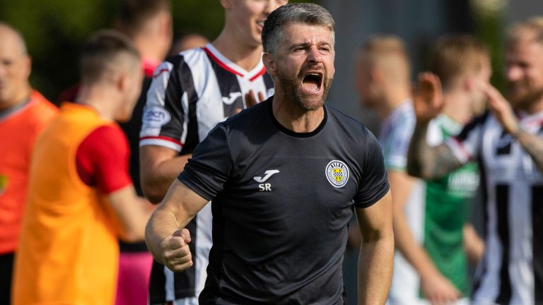 St Mirren manager Stephen Robinson celebrates a third successive league win