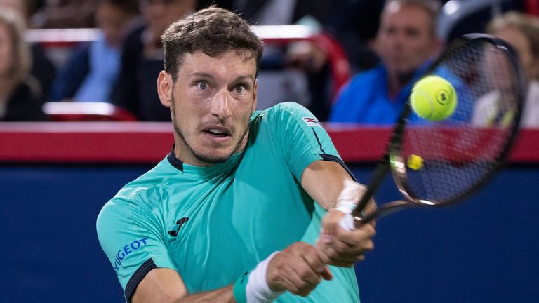 Spain's Pablo Carreno Busta, in action at the 2022 National Bank Open in Montreal (Associated Press)