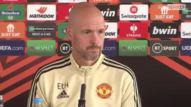 Erik Ten Hag does his presser ahead of Manchester United&#39;s Europa League match against Real Sociedad
