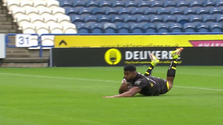 Brodie Croft's break led to Kallum Watkins making it back-to-back tries for Salford Red Devils in the first half against Huddersfield Giants.