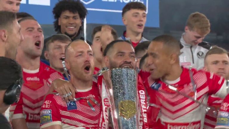 St Helens lifted their fourth Grand Final trophy in a row after a 24-12 victory over Leeds Rhinos