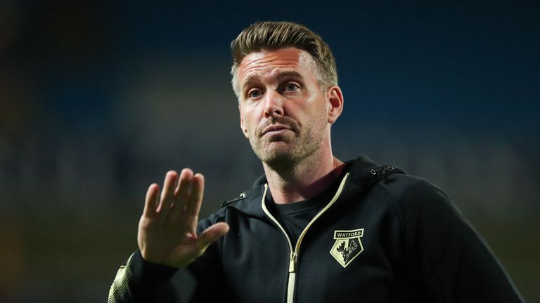 Watford manager Rob Edwards during the Sky Bet Championship match at Ewood Park