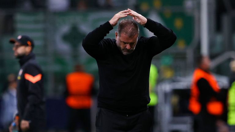 Celtic manager Ange Postecoglou shows his frustration on the touchline