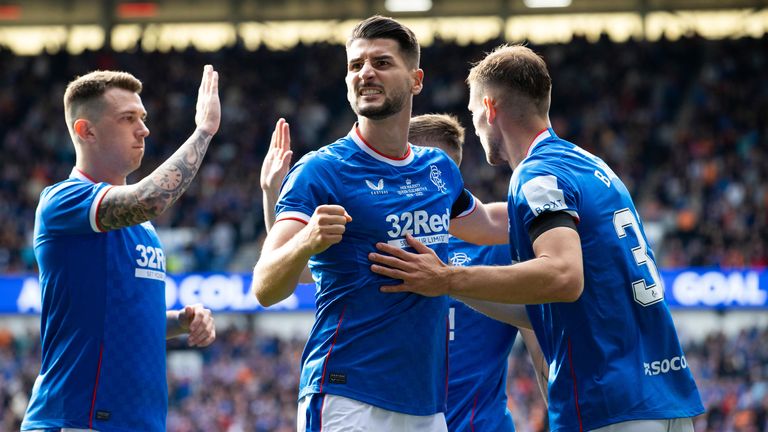 Rangers'  Antonio Colak celebrates scoring to make it 2-0