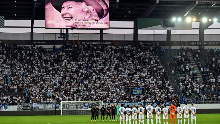 The stadium observed a minute of silence after the passing of Britain&#39;s Queen Elizabeth II 