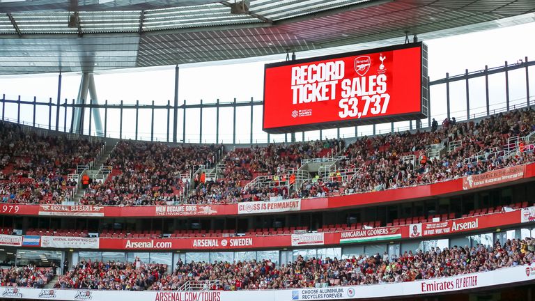 Arsenal sold over 50,000 tickets for the game with 47,367 turning up for the Emirates Stadium clash