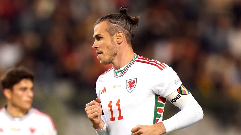 Close-up of Wales' Gareth Bale with the 'One Love' captain's armband during the UEFA Nations League Group D match at the King Baudouin Stadium in Brussels.  Picture date: Thursday September 22, 2022