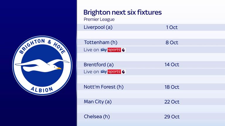 Brighton's Premier League fixtures
