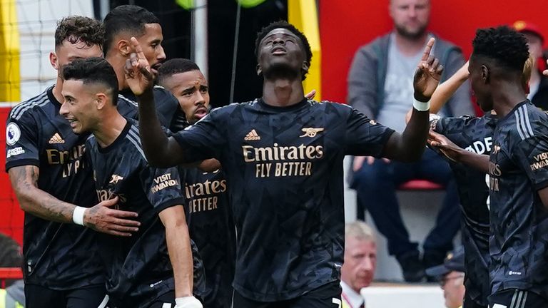 Bukayo Saka celebra el gol del empate del Arsenal